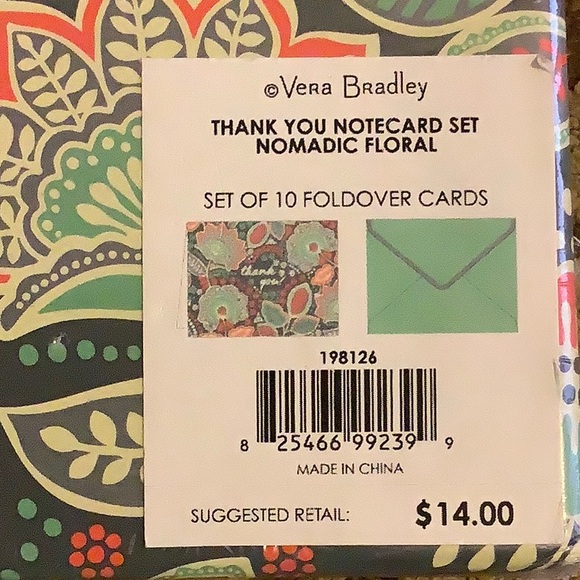 Vera Bradley Thank You Notecard Set Nomadic Floral - Picture 3 of 5